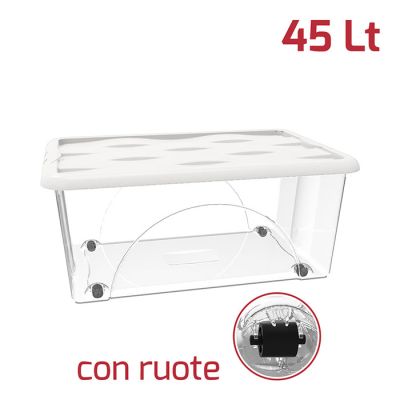 Storage Box Dune 45Lt C/Ruote + Cop Bianco Panna