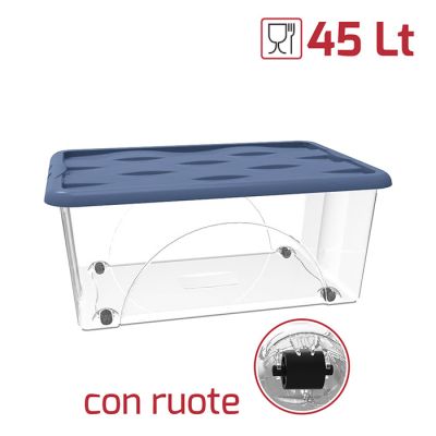 Storage Box Dune 45L C/Ruote Trasp+Cop Nordic Blue