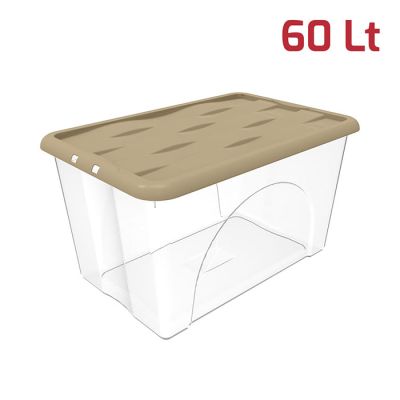 Storage Box Dune 60Lt Base Trasp+Cop Grigio Tortor