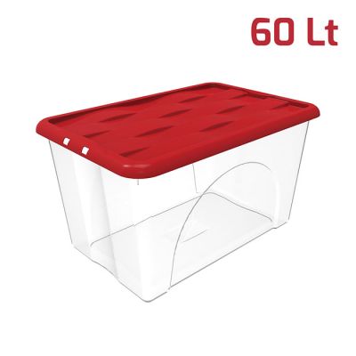Storage Box Dune 60Lt Base Trasp + Cop Rosso