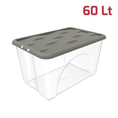 Storage Box Dune 60Lt Base Trasp + Cop Grigio