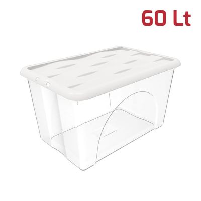 Storage Box Dune 60Lt Base Trasp+Cop Bianco Panna