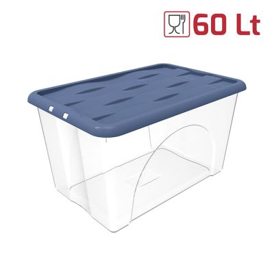 Storage Box Dune 60Lt Base Trasp+Cop Nordic Blue