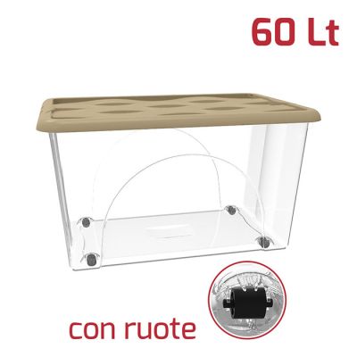 Storage Box Dune 60Lt Con Ruote Coperchio Tortora
