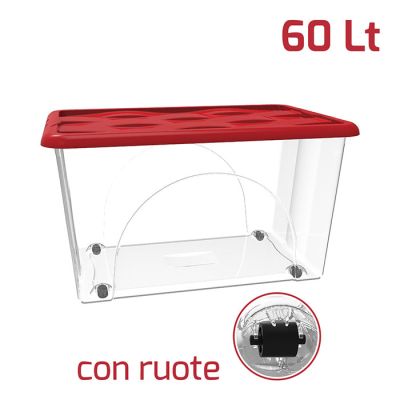 Storage Box Dune 60Lt Con Ruote e Coperchio Rosso