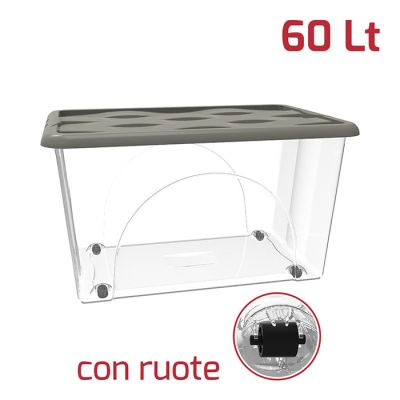 Storage Box Dune 60Lt Con Ruote e Coperchio Grigio
