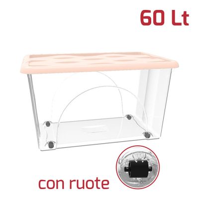 Storage Box Dune 60Lt Con Ruote Coperchio Rosa