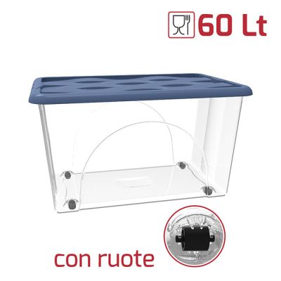 Storage Box Dune 60L C/Ruote Trasp+Cop Nordic Blue