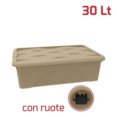 Storage Box Dune 30Lt C/Ruote Grigio Tortora