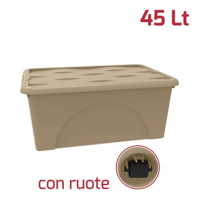 Storage Box Dune 45Lt C/Ruote Grigio Tortora