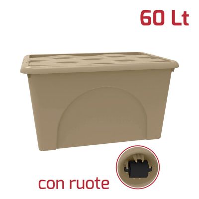 Storage Box Dune 60Lt C/Ruote Grigio Tortora