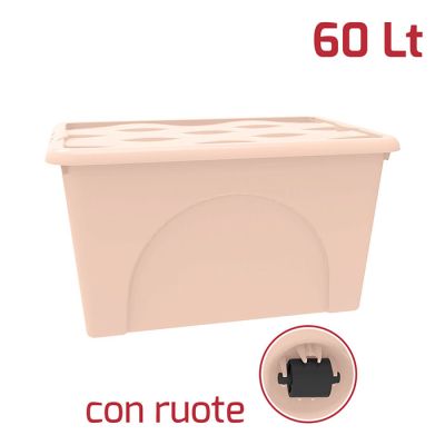 Storage Box Dune 60Lt C/Ruote Rosa Antico