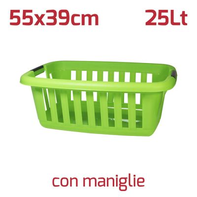 Cesta Anthares Verde Brillante con Maniglie