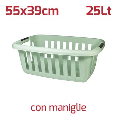 Cesta Anthares Verde Salvia con Maniglie