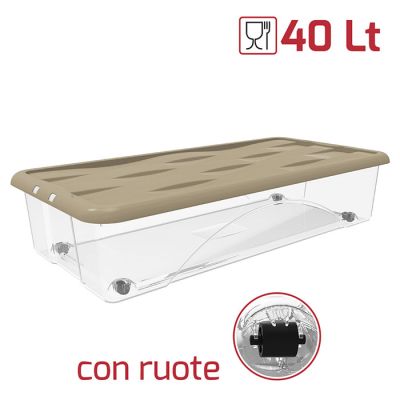 Box Sottoletto 80x40cm C/Ruote Trasp+cop mocha