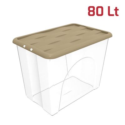 Storage Box Dune 80Lt Trasparente con Cop Mocha