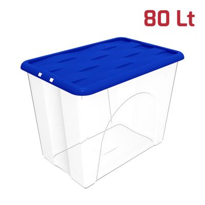 Storage Box Dune 80Lt Trasparente con Cop Blu