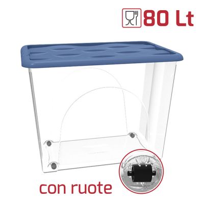 Storage Box Dune 80L C/Ruote Trasp+Cop Nordic Blue