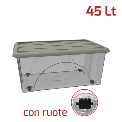 Storage Box Dune 45Lt Con Ruote Fumè + Cop. Talpa