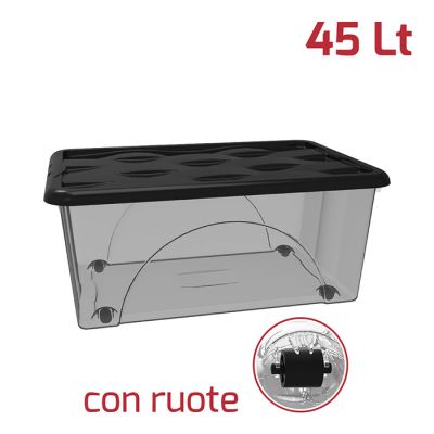 Storage Box Dune 45Lt Con Ruote Fumè + Cop. Nero