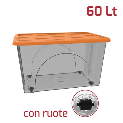 Storage Box Dune 60Lt Con Ruote Fumè + Cop.Arancio