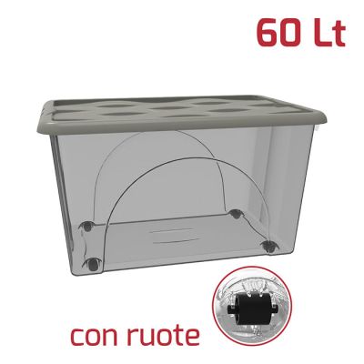 Storage Box Dune 60Lt Con Ruote Fumè + Cop. Talpa
