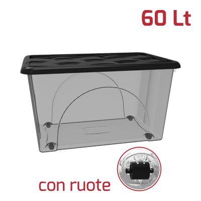 Storage Box Dune 60Lt Con Ruote Fumè + Cop. Nero