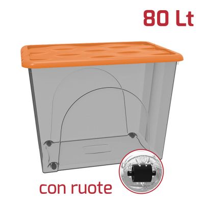 Storage Box Dune 80Lt Con Ruote Fumè + Cop.Arancio