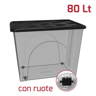 Storage Box Dune 80Lt Con Ruote Fumè + Cop. Nero