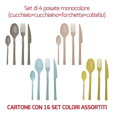 Set di 4 Posate Colori Assortiti