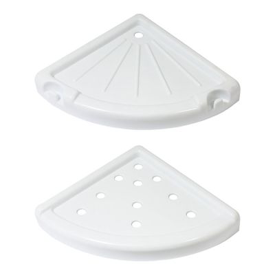 Mensola Doccia Angolare 2 pezzi Bianco Ghiaccio